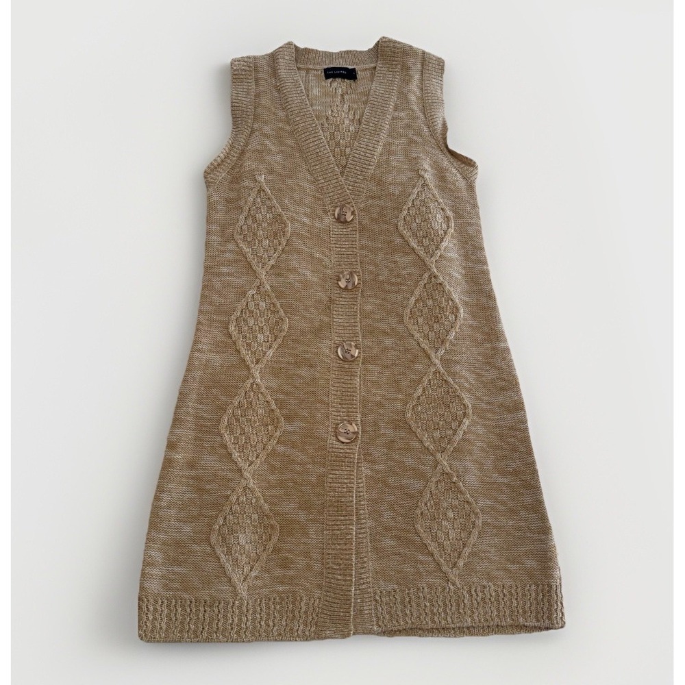 The Limited Women's VTG Y2K Camel Beige Vest Knit‎ Sweater Dress Large 90s